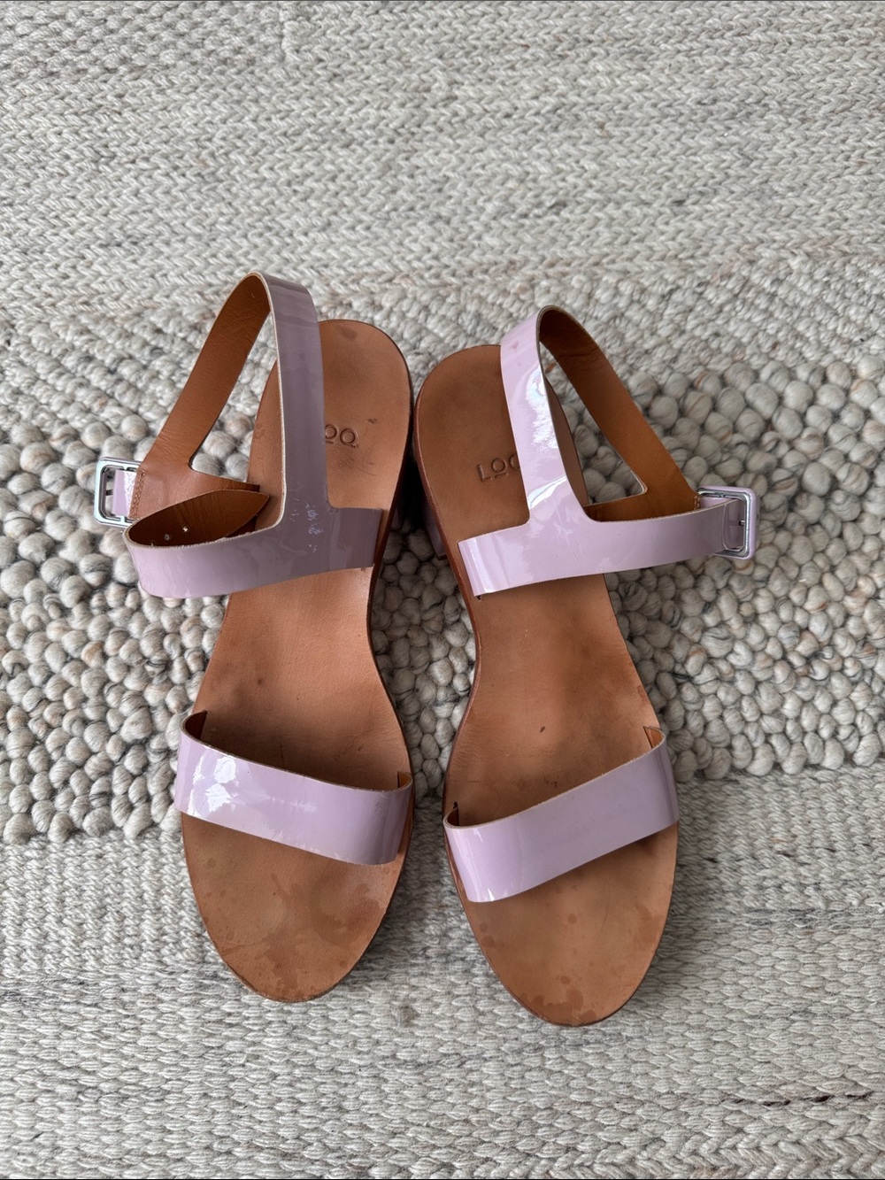 LOQ Lavender Patent Leather Double-Strap Block Heel Sandals - Picture 3 of 5